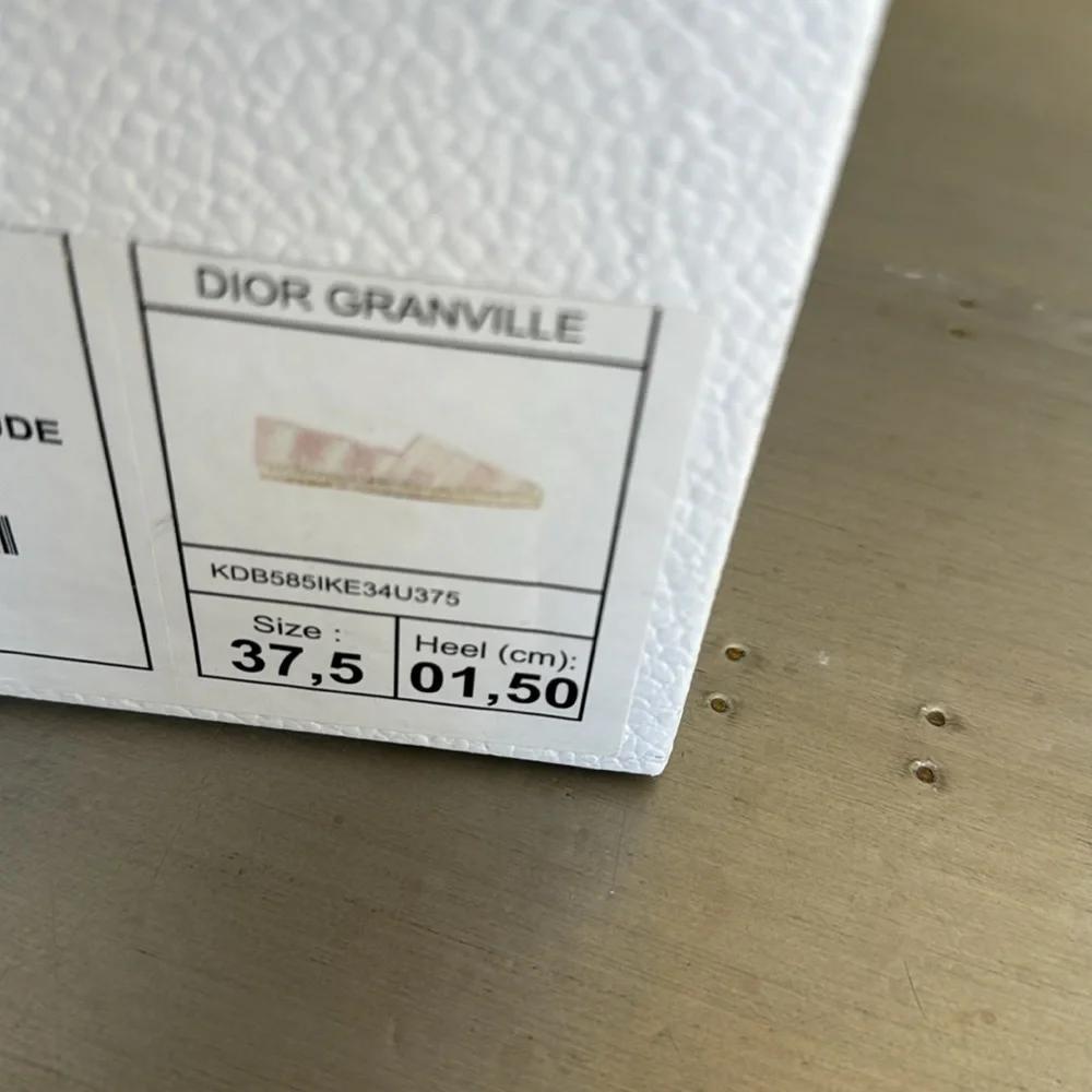 Christian Dior Granville logo espadrille flats linen pink beige sz 37.5 with box